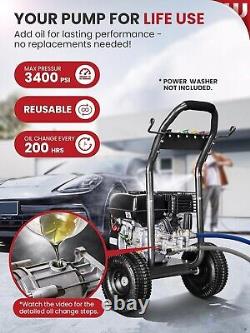 Pompe de nettoyeur haute pression, arbre 3/4, 3400PSI 2.5GPM, pompe de nettoyeur horizontal