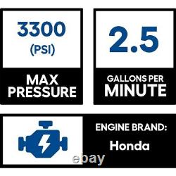 Simpson Powershot 3 3000 Psi À 2,5 Gpm Laveur À Pression De Gaz Avec Moteur Honda